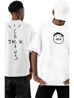 Fuddy Moda Jack Cactüs Sırt Baskılı Tişört, Erkek-Kadın Travis Scott Baskılı T-Shirt