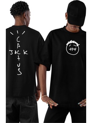 Fuddy Moda Jack Cactüs Sırt Baskılı Tişört, Erkek-Kadın Travis Scott Baskılı T-Shirt