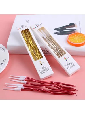 Bkmc Party 6'lı Kıvrımlı Mum 15CM,SPİRAL Mum,kıvrık Mum