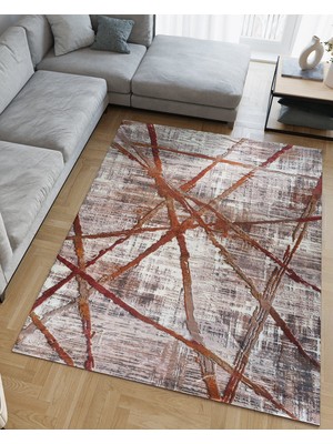 Kadife Dokulu, Lastikli, Sünger Apreli, Kaymaz, Yıkanabilir Modern Desenlerde Halı Örtüsü - 6 M2