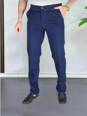 Klasik Kesim Siyah Likralı Erkek Yan Cepli Klasik Kot Pantolon Likralı Yuksek Bel