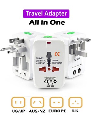 Anktek Yurtdışı Seyahat Adaptörü (Telefon / Tablet / Pc... ) Universal Priz Çevirici Dönüştürücü