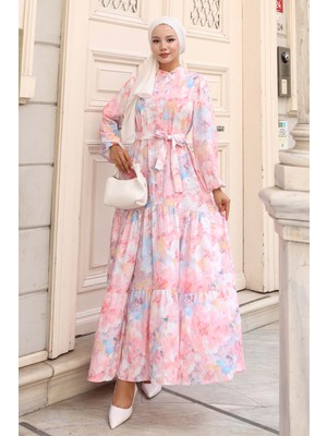 Desenli Tesettür Elbise