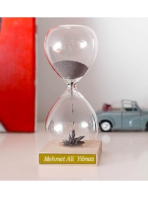 Kişiye Özel Isimli Mıknatıslı Cam Kum Saati Yeni Iş Ofis Hediyesi