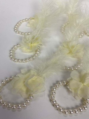 Mutlu Anılar Parti Evi 10LU Beyaz Tüylü Nedime Bileklik Seti