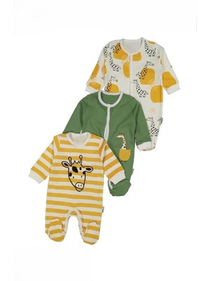Necix's Zürafalı Ayaklı 3lü Bebek Tulum Seti 233046
