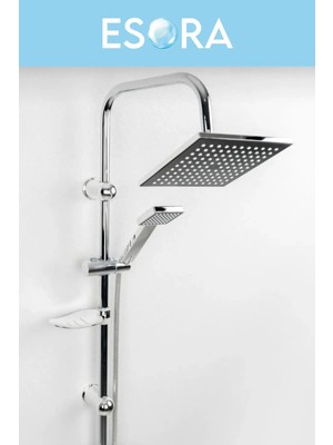 Siyah Krom Başlıklı Kare Robot Tepe Yağmurlama Duş Seti