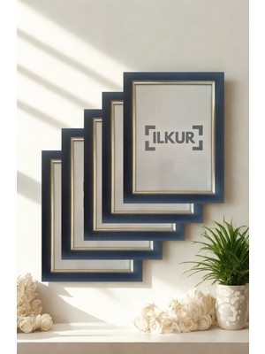 A4 Boyutunda (21X30 Cm) 3,5 cm Gümüş Biyeli Dokulu Çerçeve Beşli