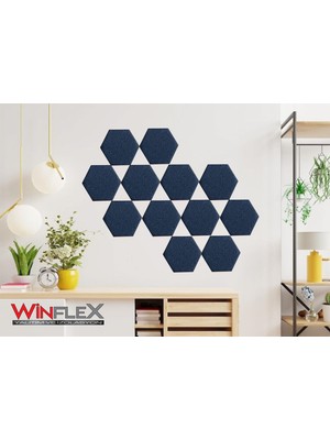 Dekoratif Altıgen Akustik Kumaş Kaplı Panel 12 Adet- Gri RENK(17X20CM)