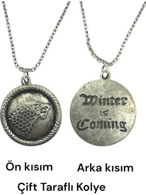 Game Of Thrones Tarzı Çift Taraflı Unisex Kolye – Metal  Zincirli, Efsanevi Sembollerle Özel Tasarım