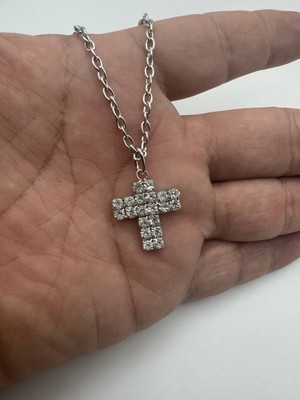 Taşlı Haç Desen Unisex Kolye – Metal  Zincirli, Metal Gotik ve Alternatif Takı