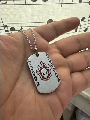 Anime Bleach Kırmızı Künye (Dog Tag) Kolye Metal  Zincirli | Unisex Cosplay ve Anime Takı