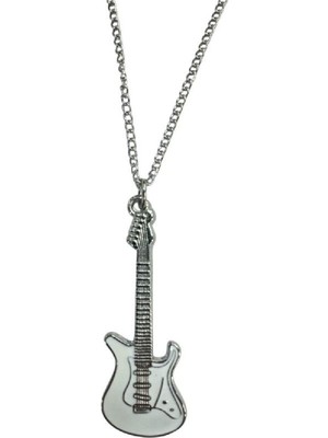 Elektro Gitar Desen Metal Kolye – Metal  Zincir – Zamak Kaplama – Unisex Müzik Temalı Takı