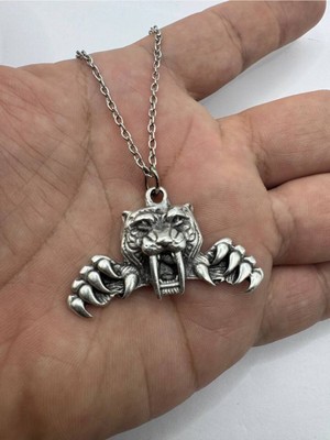 Funky Tiger – Renkli Stil Sahibi Kaplan Desen Unisex Kolye (Metal  Zincirli)