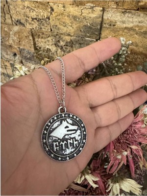 Bozkurt Türk Desen Kolye – Gümüş Renk Unisex Metal Takı