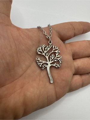 Hayat Ağacı Desen Unisex Kolye – Metal  Zincirli, Zamak Kaplama Spiritüel ve Anlamlı Tasarım