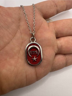 Osmanlı Tuğrası Işlemeli Künye Kolye – Gümüş Renk Unisex Metal Takı