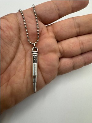 Mermi Desen Unisex Kolye – Metal  Zamak Kaplama Güç ve Cesaret Sembolü Metal Takı