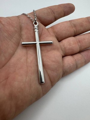 Minimal Tasarım Haç Desen Unisex Kolye – Metal  Zincirli, Metal Şık ve Zarif Takı