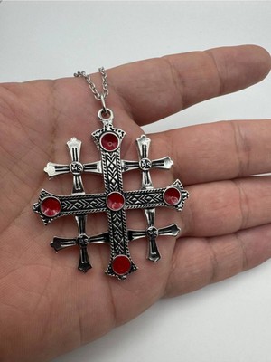 Haç Put Desen Unisex Kolye – Metal  Zincirli, Antik Görünümlü Inanç ve Mitoloji Temalı Takı