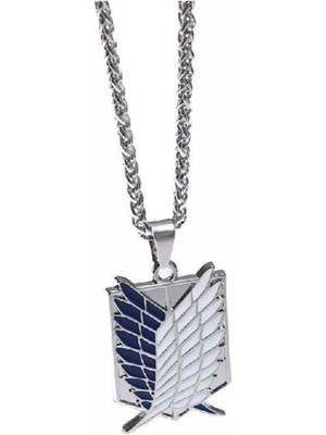 Attack On Titan Mavi Wings Of Liberty Kolye – Metal  Zincirli Unisex Anime Takı