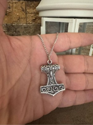 Kiss Of Leather Thor’s Hammer (Mjölnir) Desen Unisex Kolye – Metal  Zincirli, Viking Sembolü
