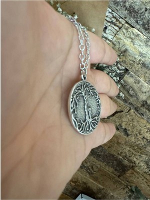 Anne Çocuk Desen Hayat Ağacı Kolye – Gümüş Renk Unisex Metal Takı