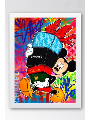 Mickey Mouse Çerçeveli Tablo - Print Money Serisi Poster Tablo