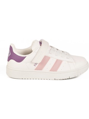 Cool Beyaz Pudra Cırtlı Kız Çocuk Sneaker