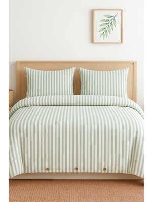 | Purelight | Boho Yıkamalı Iplik Boya Pamuklu Çift Kişilik Nevresim Takımı | 200X220CM | Mint Yeşil