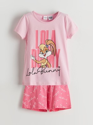 Lc Waikiki Yeni Sezon Lola Bunny Baskili Kiz Cocuk Tisort ve Sort 2'li - S5I645Z1
