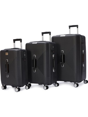 Pierre Cardin 3'lü Set %100 Polipropilen Valiz Siyah 04PC7080