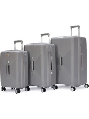 Pierre Cardin 3'lü Set %100 Polipropilen Valiz Gri 04PC7080