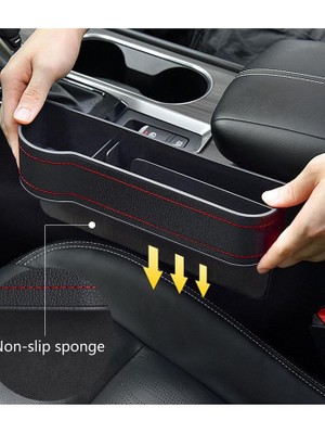 Deri Araç Araba Koltuk Arası Organizer Koltuk Arası Cep Boşluk Doldurma Organizeri Siyah