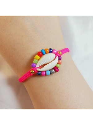 Crystal Atelier Renkli Boncuklu Deniz Kabuğu Örgü Makrome Bileklik, Unisex El Yapımı Plaj Aksesuarı Yazlık Trend, Makrome Bileklik, Deniz Kabuğu Bileklik, Renkli Boncuk Bileklik, Kadın Bileklik