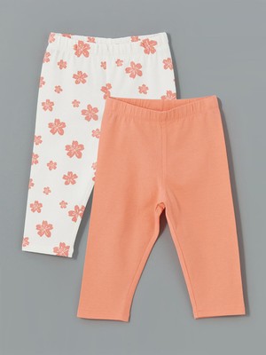Lc Waikiki Yeni Sezon Beli Lastikli Çiçekli Kız Çocuk Tayt 2'li