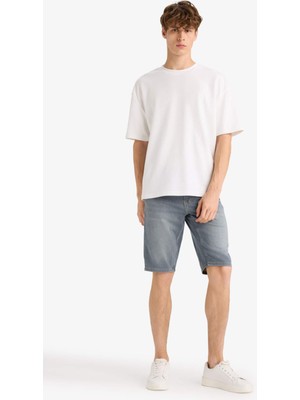 DeFacto Slim Fit Dar Kesim Jean Bermuda Şort F9605AX25SM