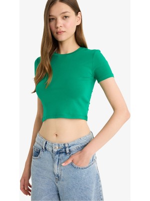 DeFacto Fitted Crop Basic Tişört F8924AX25HS