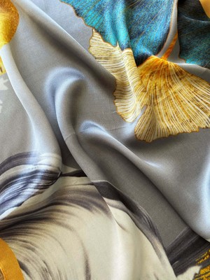 Çin Ipeği Batik Desen Fular Sarı