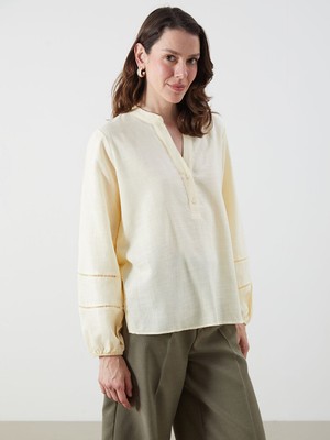 Lc Waikiki Yeni Sezon Kacik Yaka Oversize Bluz - S5QY39Z8