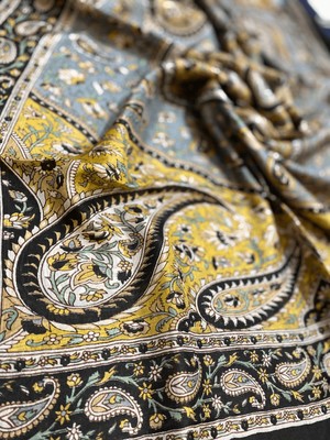 Hint Ipeği Vual Şal Sarı-Siyah