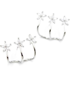 Royaleks Üçlü Çiçek Küpe - Gümüş