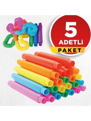 Nisan Vitrini Pop Tubes Pop Tube Popit 5 Adet Esnek Tüp Boru Eğitici Duygusal Oyuncak (Yurt Dışından)