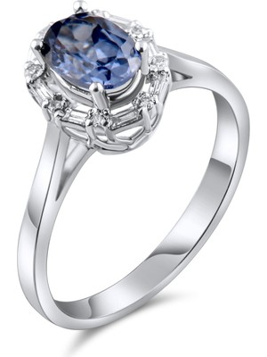 Lial Diamond 1.15 Karat Pırlanta Safir Yüzük, Gerçek Pırlanta, Sertifikalı Mücevher