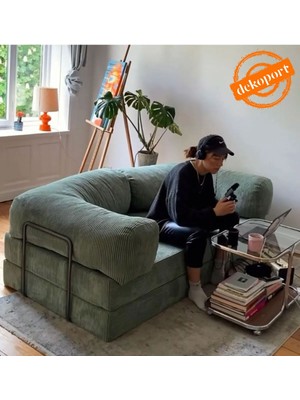 Comfort Kanepe Yatak Olabilen Fitilli Kadife Yıkanır Silinir Aktivite KOLTUĞU90X180 cm 50 Dns Bondex