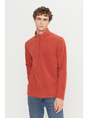 Altınyıldız Classics Erkek Açık Kahve Anti-Pilling Tüylenme Yapmayan Standart Fit Dik Yaka Polar Sweatshirt