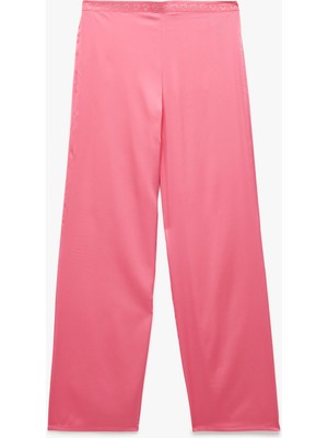 Rahat Kalıp Kalpli Saten Pijama Altı