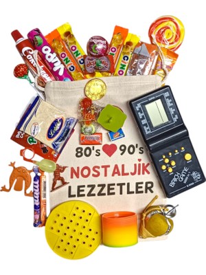 Nostaljik Lezzetler Kese Siyah Tetrisli Nostaljik Hediye Paketi 80'ler 90'lar