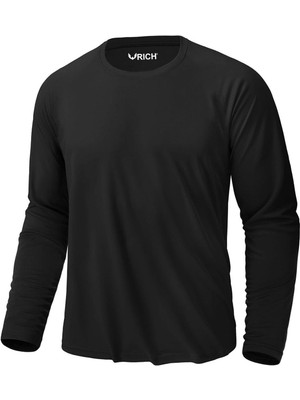 Erkek Siyah Basic Uzun Kollu Tişört Sporcu Body T-Shirt
