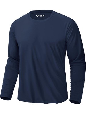 Rich Erkek Lacivert Basic Uzun Kollu Tişört Sporcu Body Pamuklu Günlük Stil